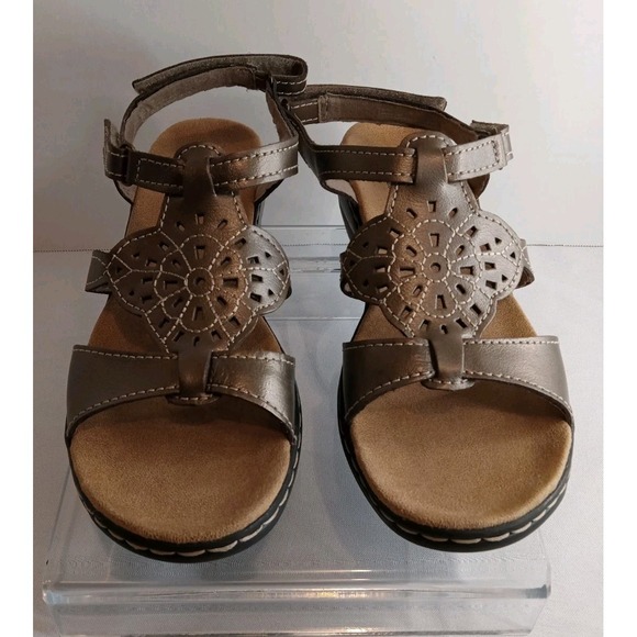 Clarks Shoes - Clarks Bendable Size 9 Metallic Brown Adjustable Strap  Leather Sandals Comfort